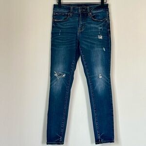 Aeropostale Distressed Blue Denim Skinny Jeans - Size: 27/28